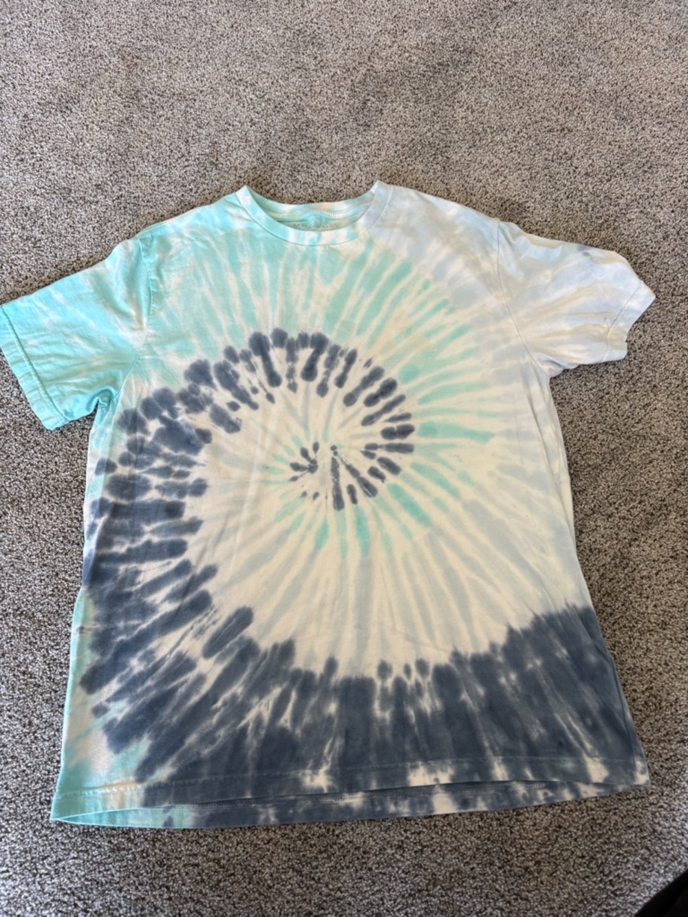 American Eagle Outfitters Spiral Tie-Dye Tee in Aqua, Navy & White